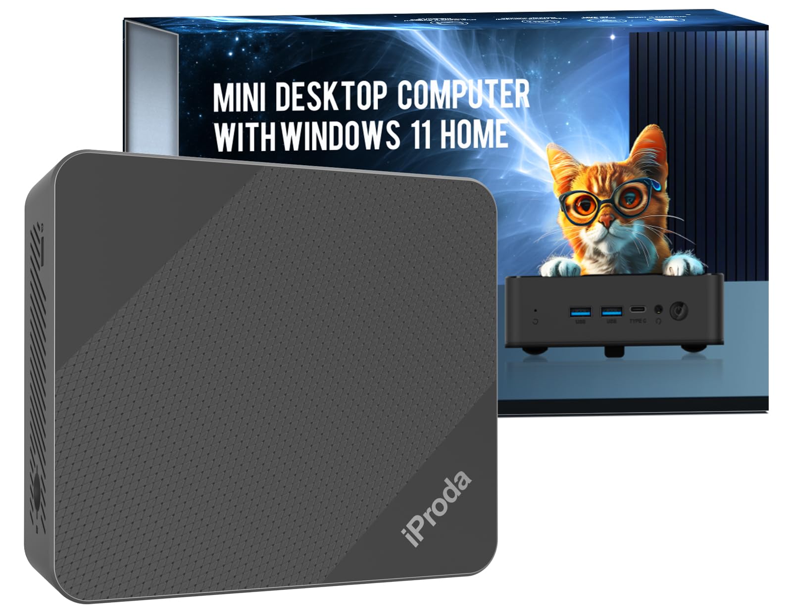 

Міні-ПК IPRODA 12-го покоління Intel Alder Lake N97 до міні-настільного комп’ютера Windows 11 Home Mini 16 ГБ DDR4 512 ГБ 4K Подвійний дисплей N97 Міні-ПК з чорний