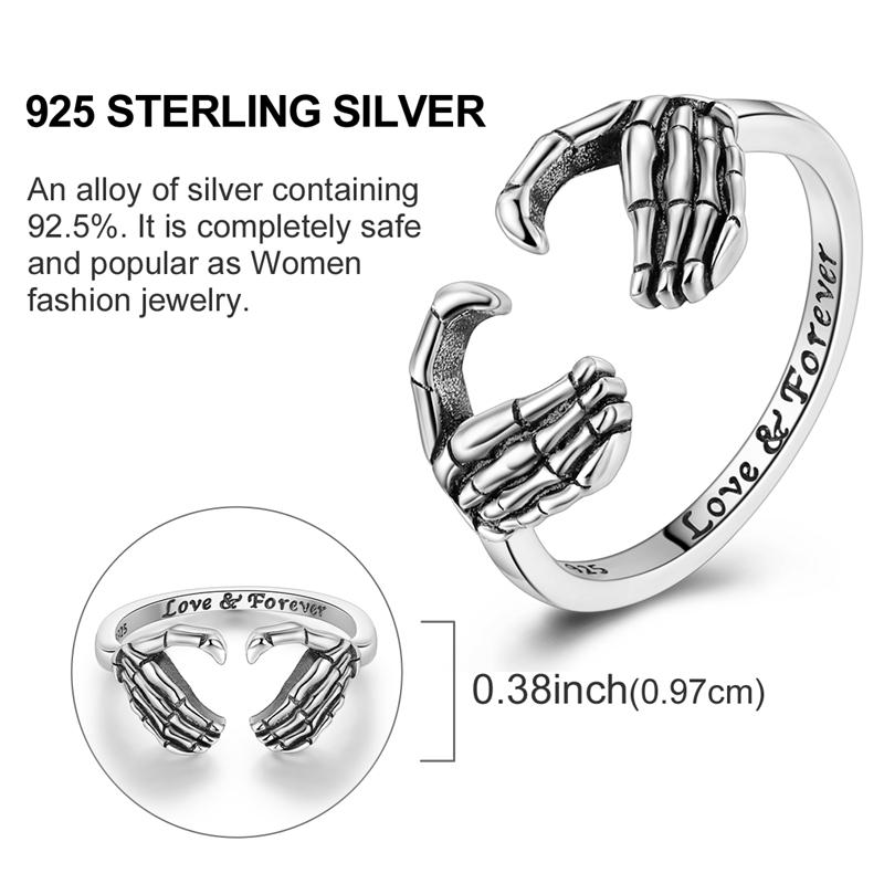 Original 925 Silver Ring Sparking Bear Bow Wing Rose Open Rings for Women Girls Jewelry Birthday Anniversary Engagement Gifts