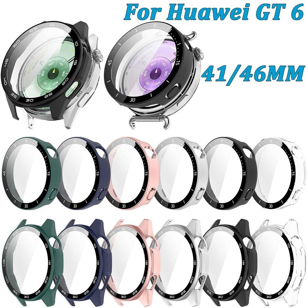 Tempered PC Protective Case Full Coverage Anti-Scratch Screen Protector with Scale 41/46MM Cover Shell for Huawei Watch GT 6