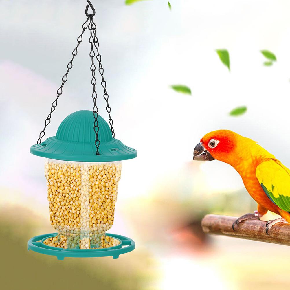 1Pcs Foldable Automatic Bird Feeder Hanging Outdoor Deep Gray 12.5x12.5x17x15cm