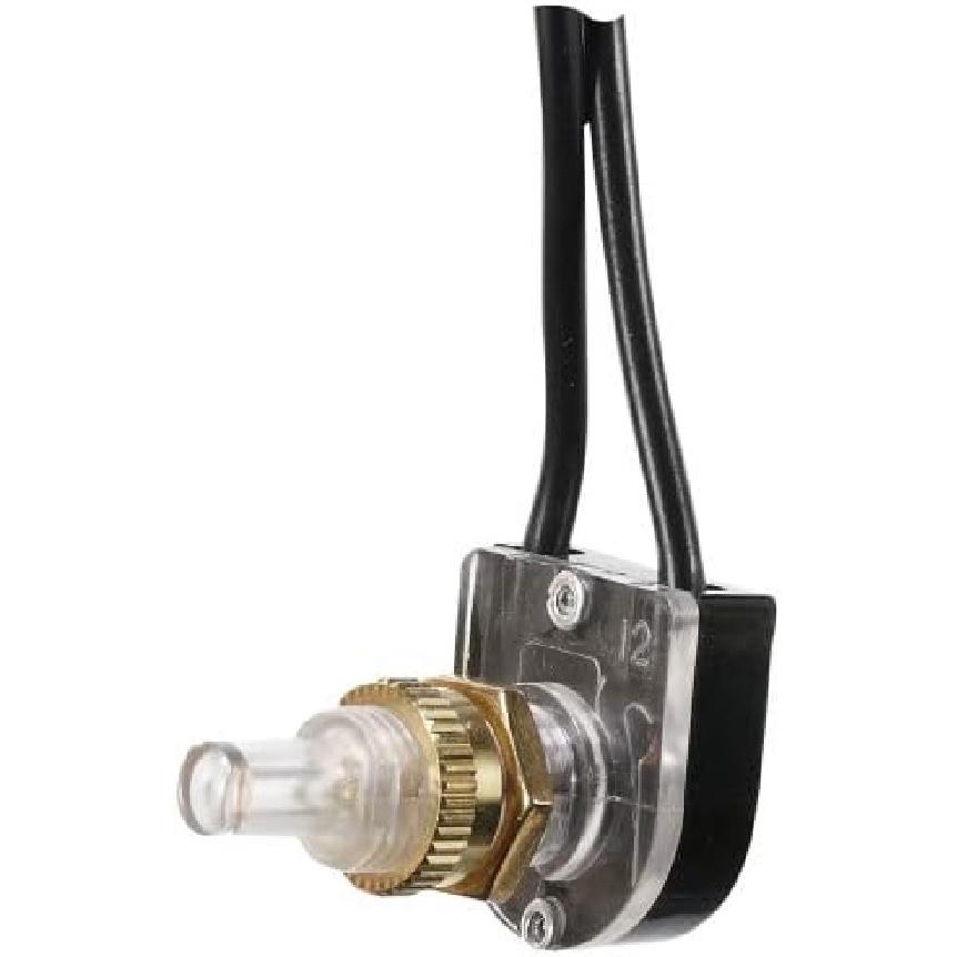 RV Designer S731, Push Button Switch, 10 Amp, On / Off, SPST, 4.5 inch Leads Push Button On/Off