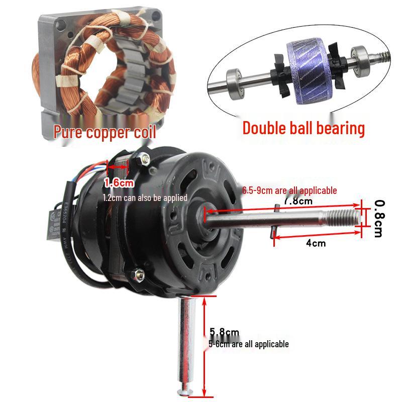 Univerzální motor elektrického ventilátoru s dvojitým kuličkovým ložiskem, měděný drát pro stojací a stolní ventilátory.