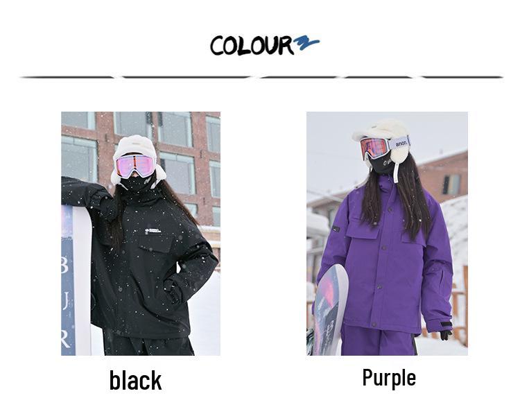 Unisex Windproof Waterproof Insulated Ski Jacket with Hood