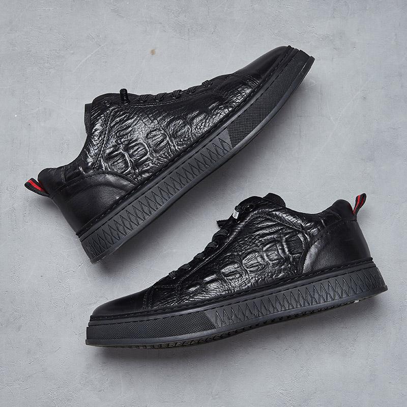 Italiensk Ekte Lær Fritidssko Mote Herre Snøresko Utendørs Varm Vinter Herre Flats Skinnende Kontor Herre Dressko