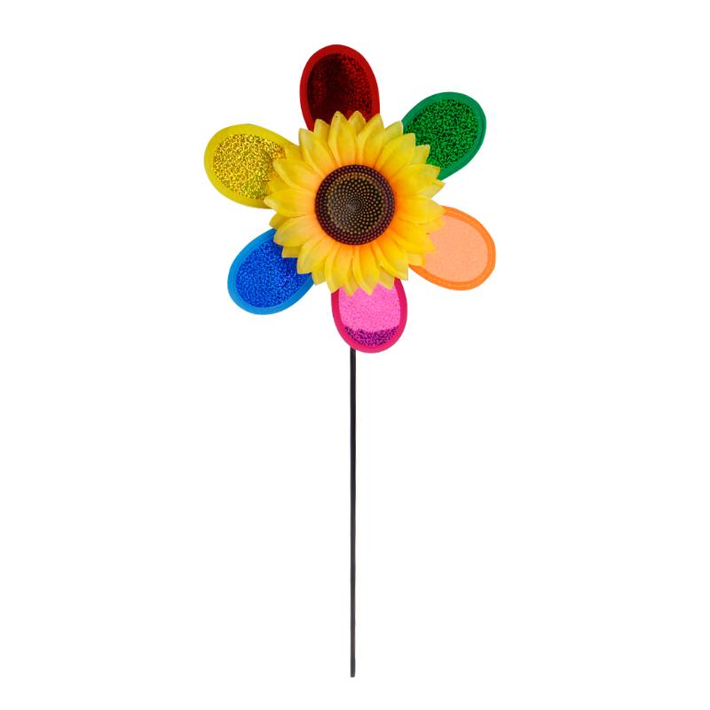 Sequins Spinner Home Garden Yard Decoration Colorful Sunflower Windmill Wind 