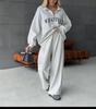 Europe, America, Cross-border, Women's Clothing 2025 New Fashion Casual Suit Printed Long-sleeved Sweater Zipper Trousers Two-piece Set