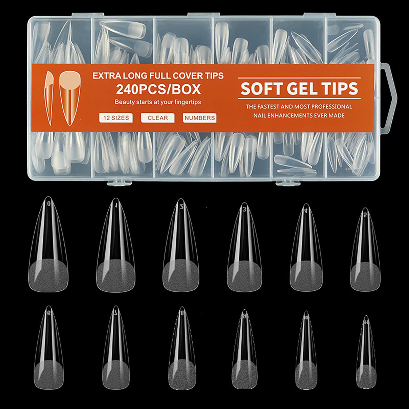 

Типсы для ногтей Medium Coffin, полуматовые, с полным покрытием, гелевые, без пилочки, с коробкой для салонного или домашнего использования 8