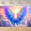 1pc 3D Angel Wings Wall Hang - Vibrant Multi-color Polyester Decoration Suitable for Weddings Birthdays and Party Events