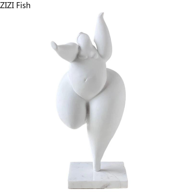 Minimalism Fat Girl Dancer Figures Statue Crafts Desk Decoration Character Resins Sculpture Ornaments Room Aesthetics Decor
