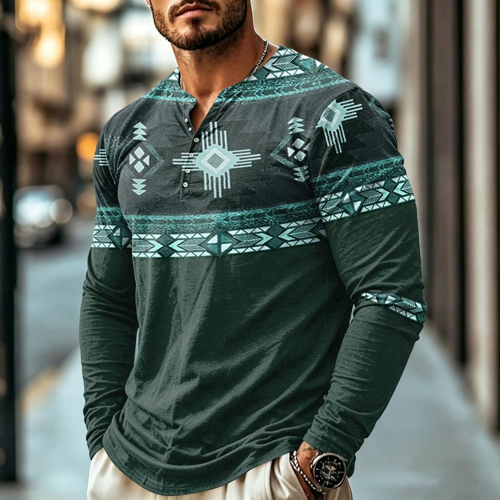 Men's Casual Bohemian Vintage Long Sleeve Shirt