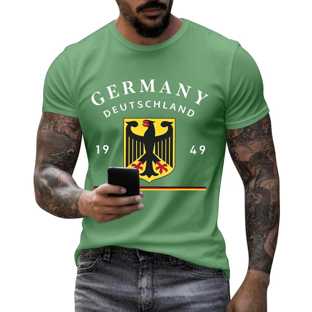 Men's Short Sleeve Crew Neck T-Shirt Germany Deutschland Graphic Print Casual Fit Cotton Blend Soft Fabric