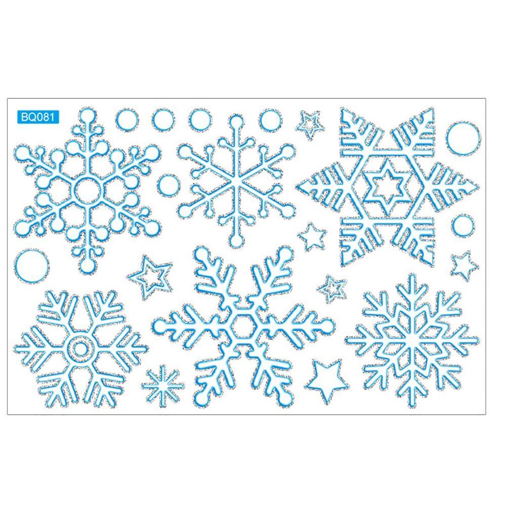 DIY Shopwindow Snow Stickers Green Silver Luminous Snowflakes Decals Glass Windows Door