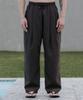 Dekkoloso Cool Linen-Like Double-Pleated Wrinkle-Free Wide Elastic Pants [Charcoal]