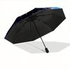 1pc Starry Night Kitten Pattern Automatic 3-Fold Umbrella, 8 Steel Frames, High-Value Folding Umbrella, Suitable for Office, Travel and Outdoor A