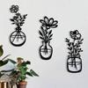 1/3pcs Black Metal Flower Vase Wall Art Modern Home Decor for Living Room Bedroom