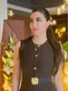 2025 Spring/Summer Women's Sleeveless Fitted Waist Slit Long Dress with Multi-Button Design