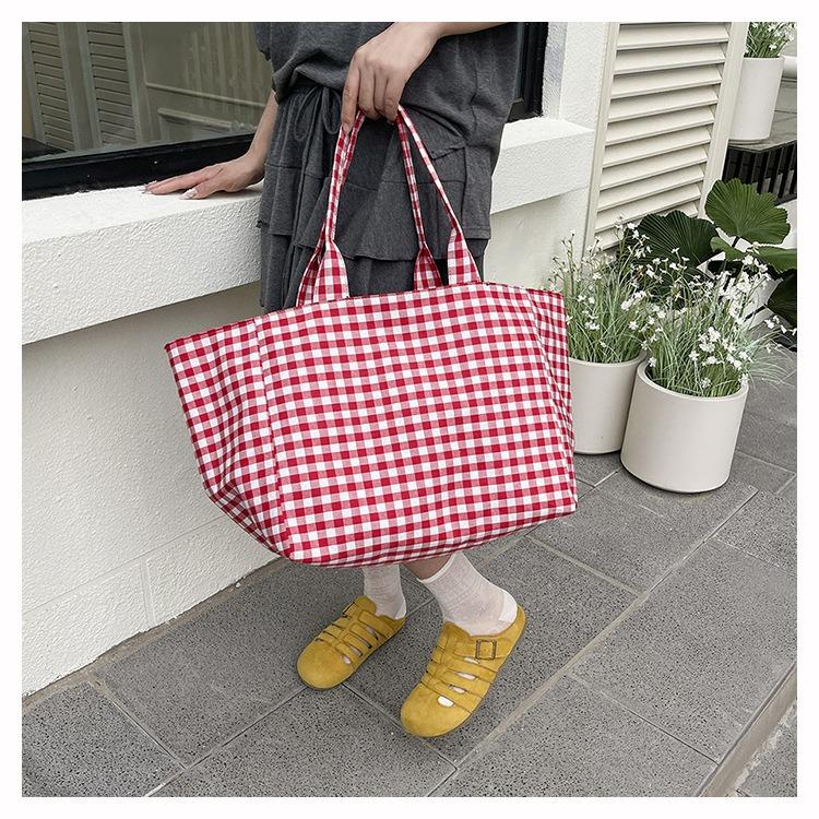 Women Plaid Large Capacity Tote Bag Fashion Shoulder Bag Handbag Shopper Storage Bag