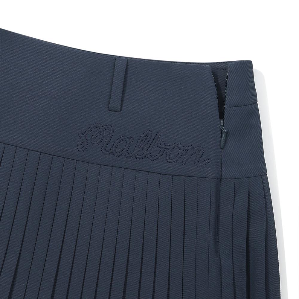 MALBON GOLF Wide Waistband Fine Pleated Skirt Navy (Woman)