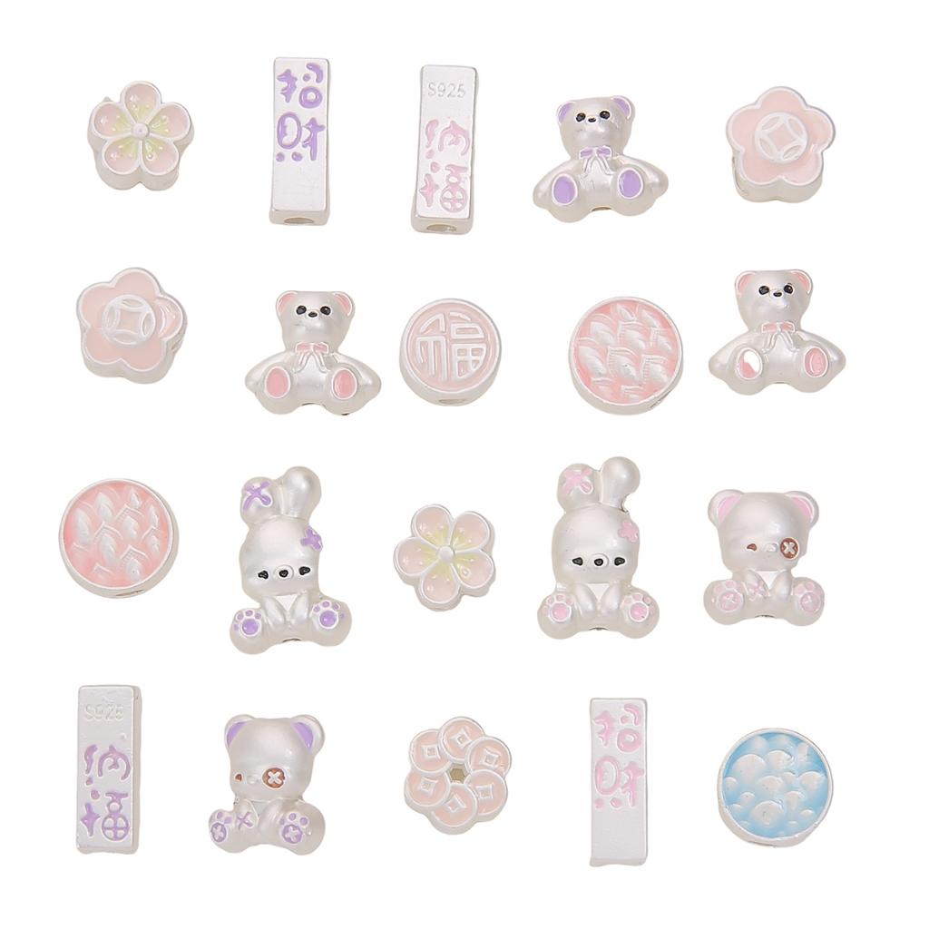 1pc Little Alloy Bear Bead Bunny Beaded Lucky Beads DIY Charm Beads Handmade Jewelry Accessories