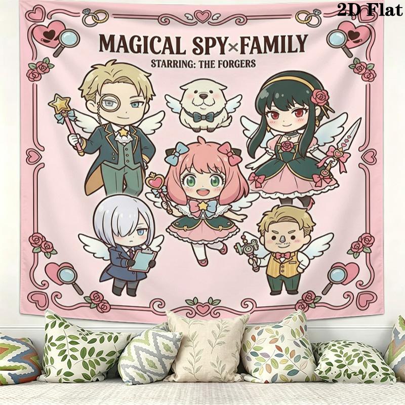 Spy Family Wall Tapestry Aesthetic Wall Hanging Printed Fabric Blanket Decorative Tapestries For Bedroom Living Room Home Decor