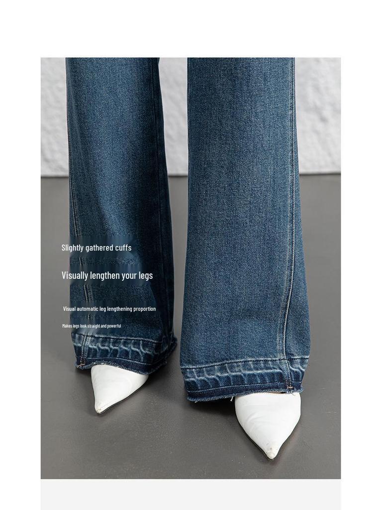 Xin Ge Women's Spring High Waist Retro Flare Jeans - Slimming Loose Fit, Wide Leg.