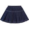 Minibala Girls' Preppy Denim Pleated Skirt