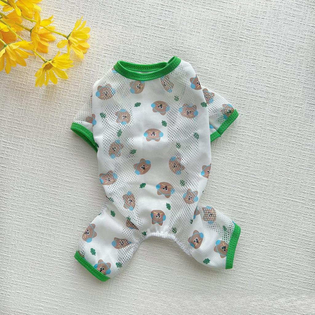 Summer Breathable Dog Clothes Thin Mesh Anti Shedding Four Leg Outfit for Small Medium Teddy Bichon Pets Ins Style