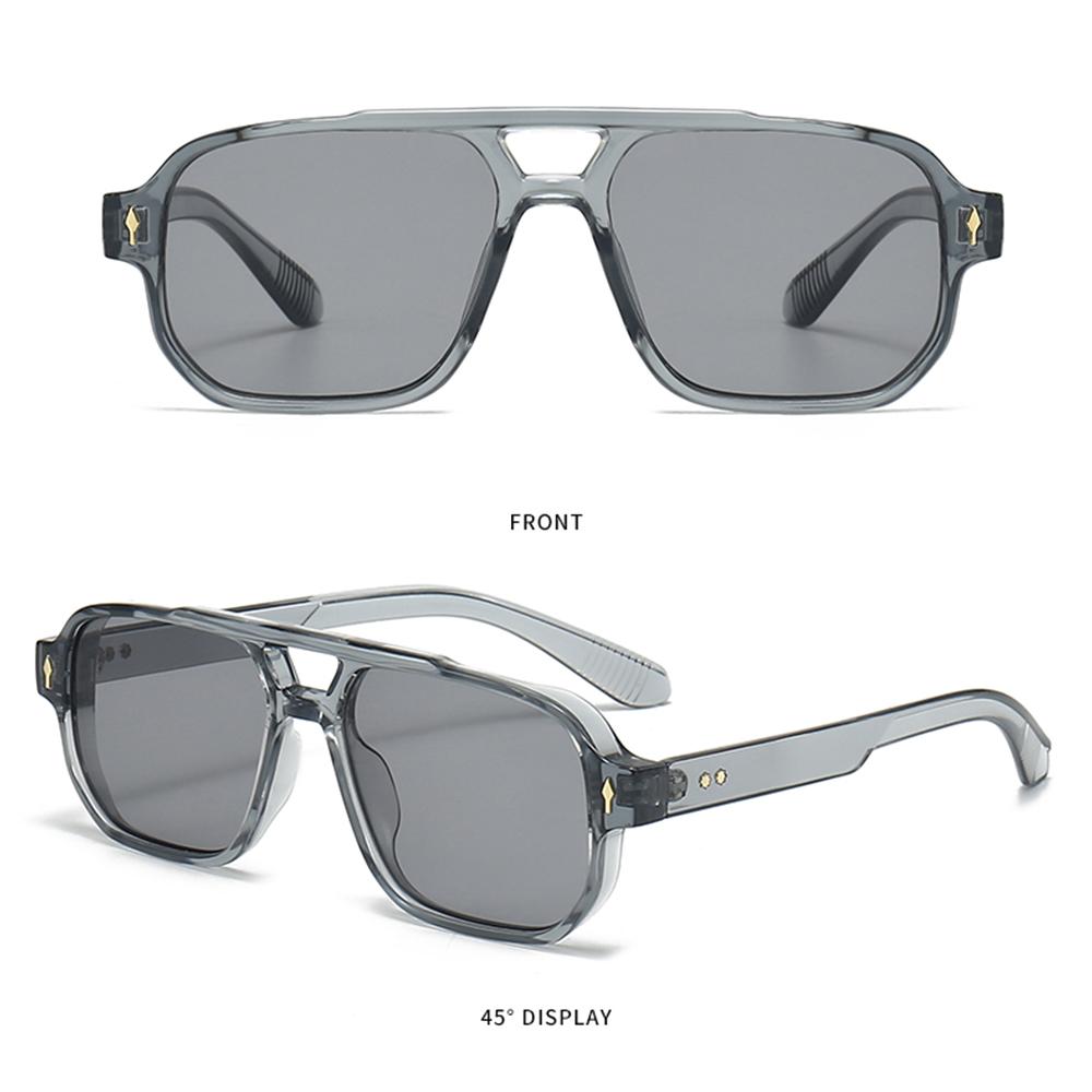 Trendy Retro Men's Sunglasses Double Bridge UV400 Protection Rivets Sun Glasses Square Designer Pilots Shades for Women Men