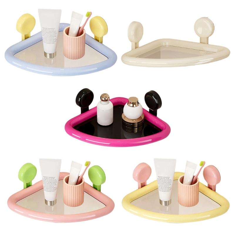 Triangle Shower Rack With Drain Holes Bathroom Wall Mounted Sturdy PET Materials Bath Organizers