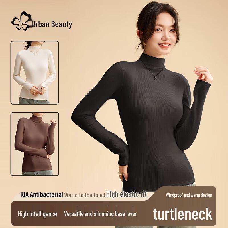 

Women s 10A Antibacterial Mock Neck Brushed Long Sleeve Top 2XL