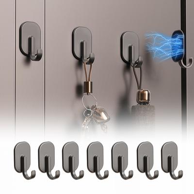 1/5/10pcs Strong Magnetic Hooks  Multi-Purpose Storage Hangers Kitchen Bathroom Storage Hooks Accessories Sundries Organizers