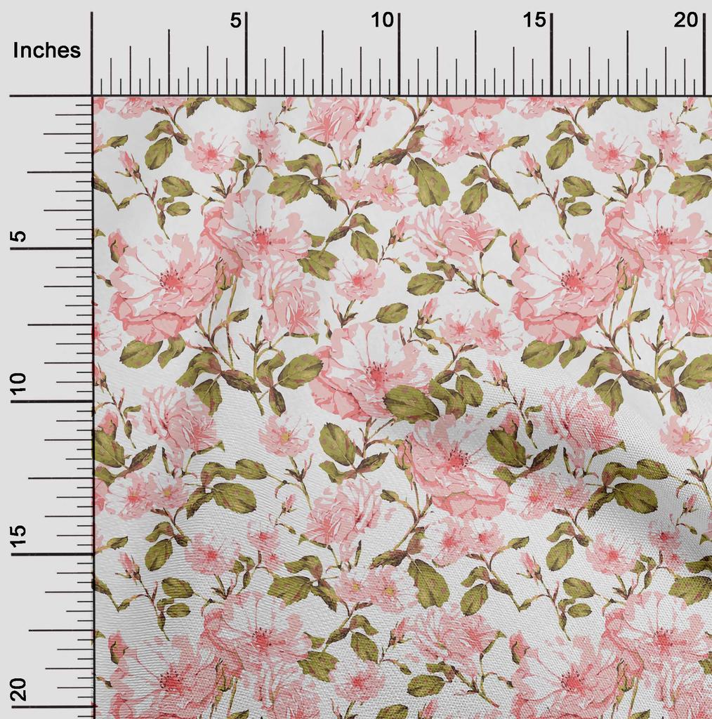 oneOone Cotton Flex Light Violet Fabric Flower & Leaves Watercolor Quilting Supplies Print Sewing Fabric By The Yard 40 Inch