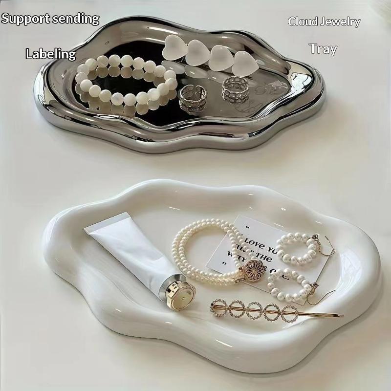 Simple Jewelry Storage Tray Creative Cloud Shapes Electroplated Jewelry Earrings Ring Display Desktop Dish For Women"