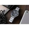 SEIKO SELECTION SBTR041 mens wristwatch battery-operated quartz chronograph blue-gray dial black date calendar equipped stainless steel