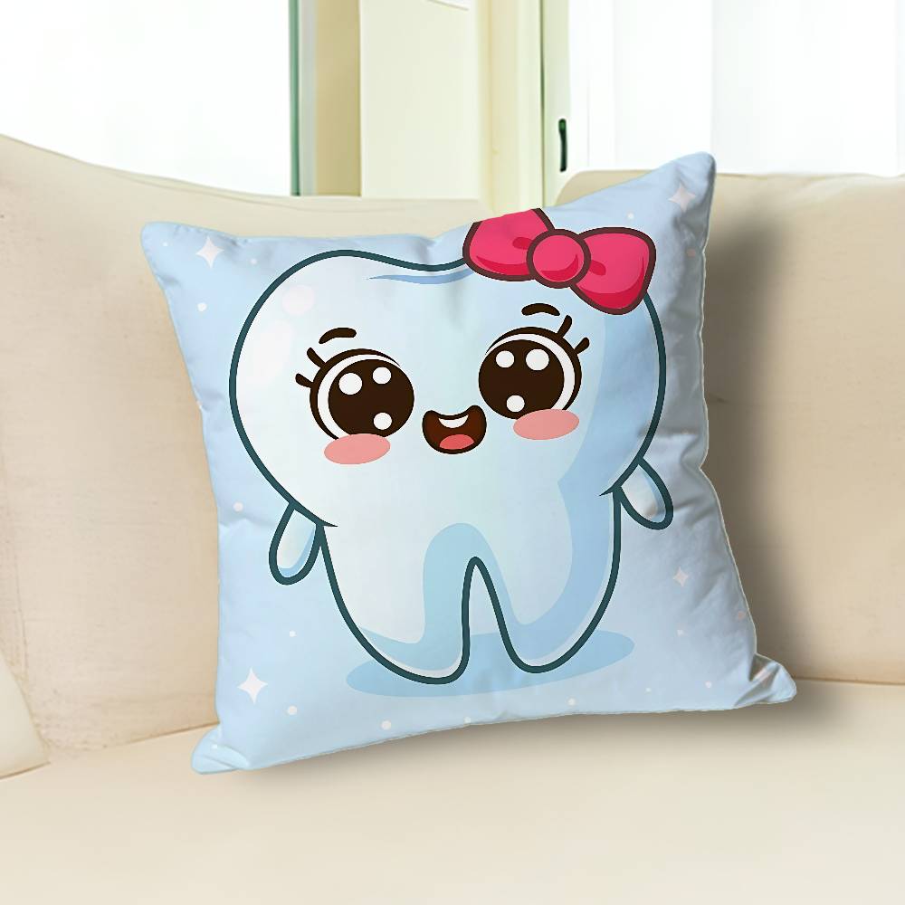 Dental Protect Tooth Cartoon Anime Celebrity Merchandise All-Match Printed Pillow Case Sofa Car Office Room Decoration Protector