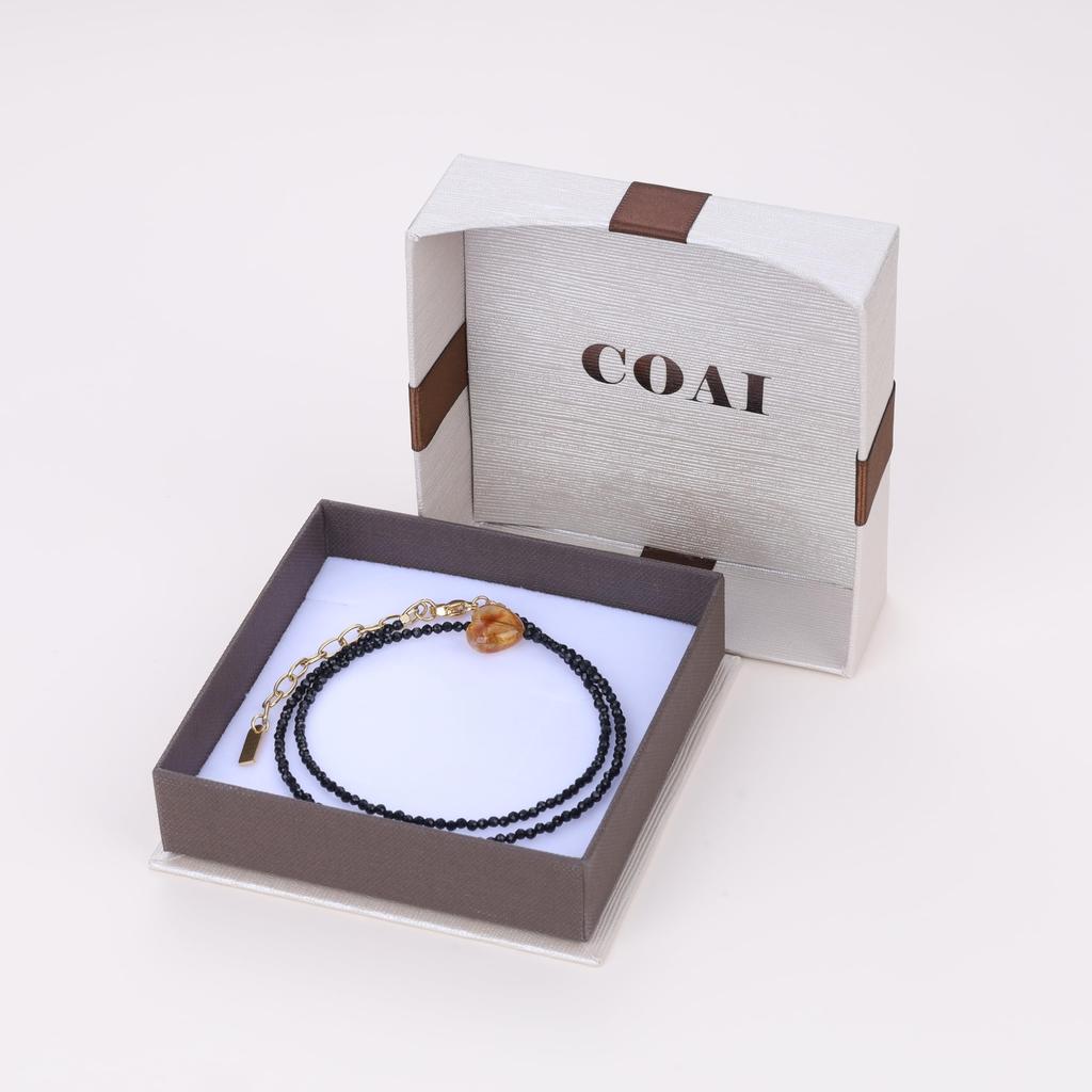 [KOAI] 2mm Cut Black Tourmaline Citrine Heart Necklace for Women