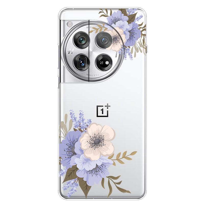 For OnePlus 12 Case 12R 5G Flower Clear TPU Soft Silicone Transparent Back Case for One plus 12R Cover on for Oneplus12 5G Coque