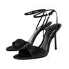 Fashion Luxury Satin Designer Sandals for Women Sexy Open Toe Ankle Strap Thin High Heels Elegant Banquet Wedding Shoes Sandalias Mujer