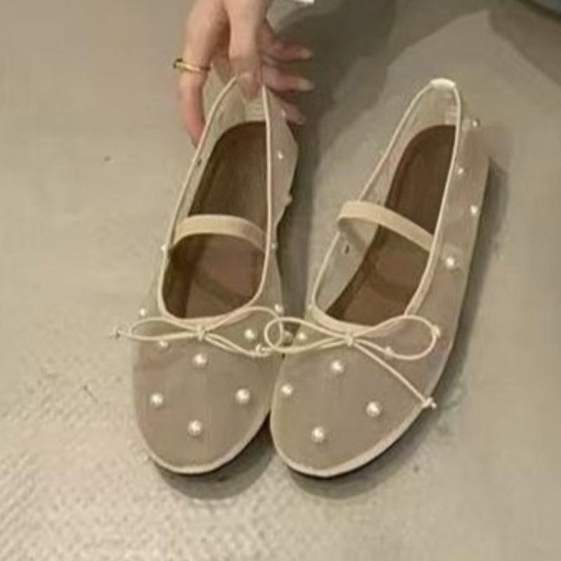 Móda 2025 Módní Kamínky Dámské Baleríny Taneční Obuv Dámská Mělká Obuv Síťovaná Prodyšná Dámské Baleríny Boty Mary Janes