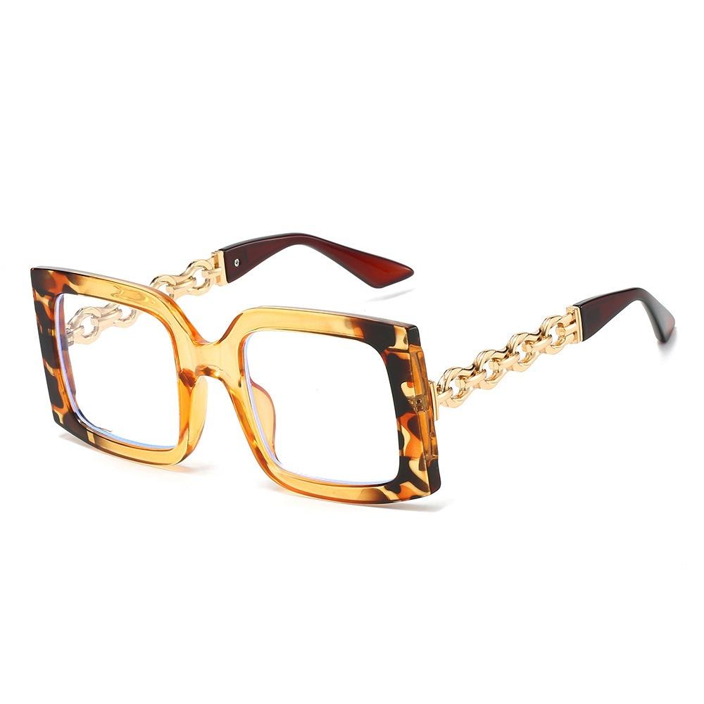 JYL TS Sunglasses UV Square Large Frame Chain/3242