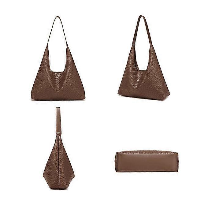 LULU Leather Hobo Bag for Women – Slouchy Shoulder Tote with Small Bag, Solid Woven Design (White)