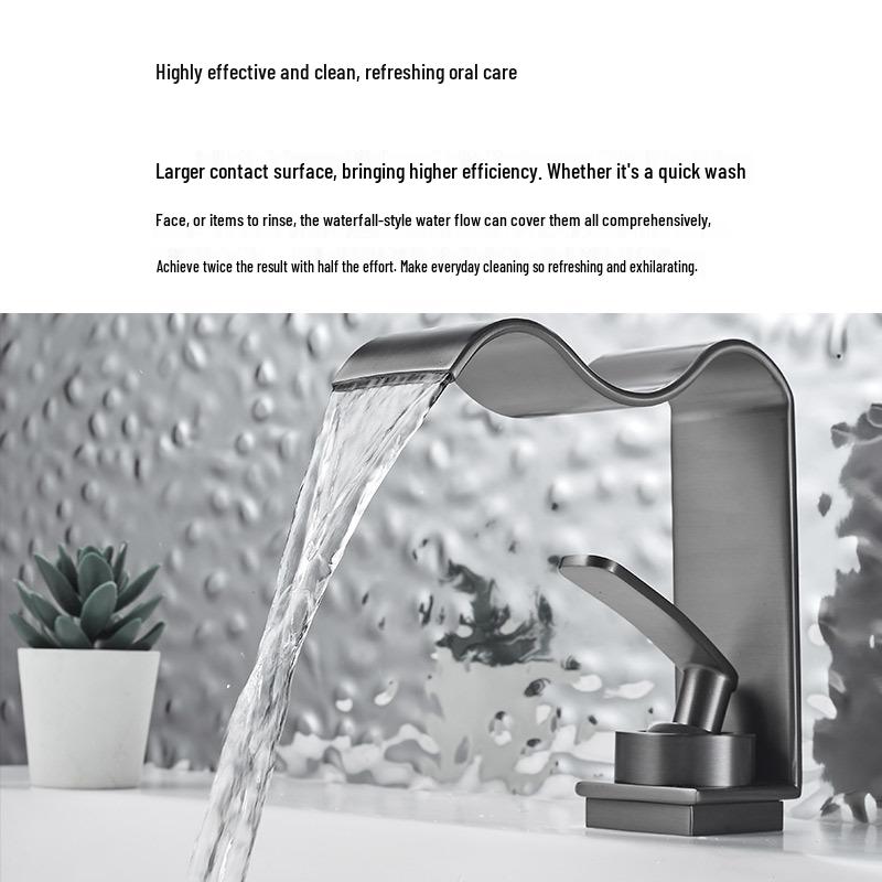 Copper 304 Waterfall Faucet for Bathroom Sink (Hot/Cold) - Luxury Design