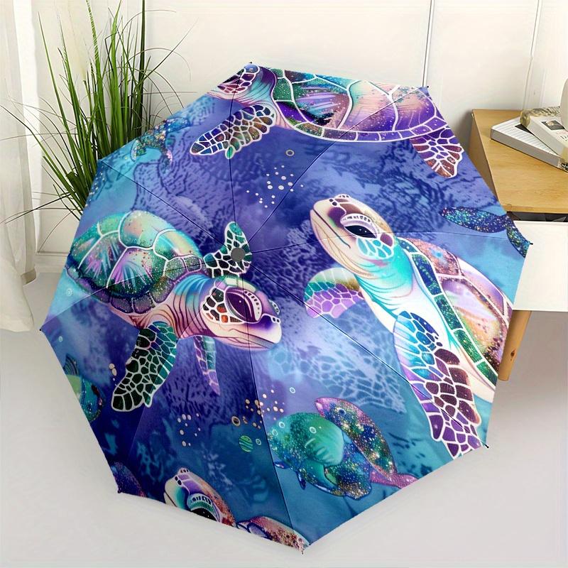 

Sea turtles, Underwater scene Theme 8 Bone Hand Automatic Folding Umbrella, Compact and Portable Design, A Perfect Gift for Birthday, Christ