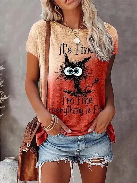3D Print T-shirts Women Streetwear Summer Cartoon Cats Fine  Casual Fashion Short Sleeve T Shirt O-neck Tees Tops Clothing
