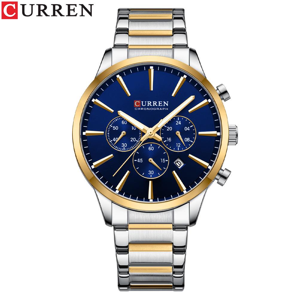 Curren 8435 Men s Multifunction Quartz Watch with Steel Strap and Six-Hand Calendar