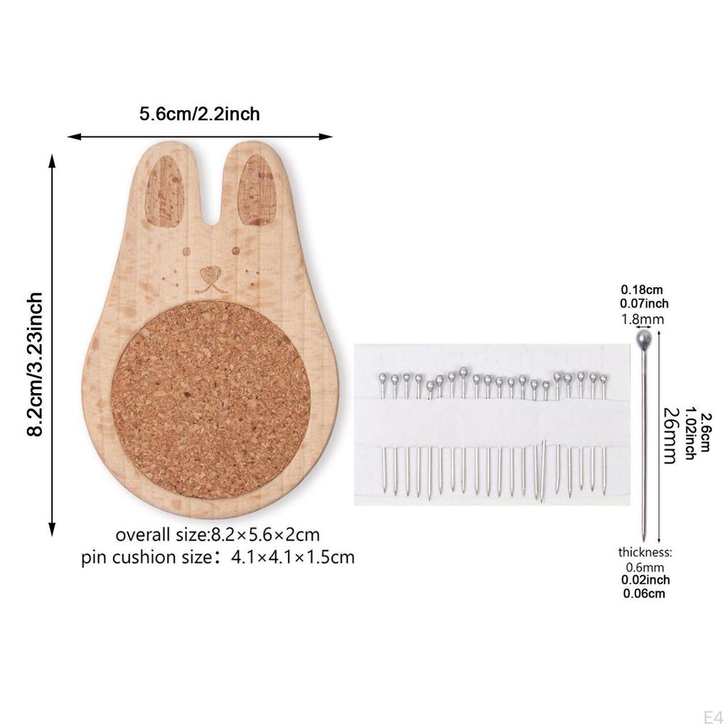 Pin Cushion Needle Organizer Wooden Crafting Supplies Lightweight Holder Pad for
