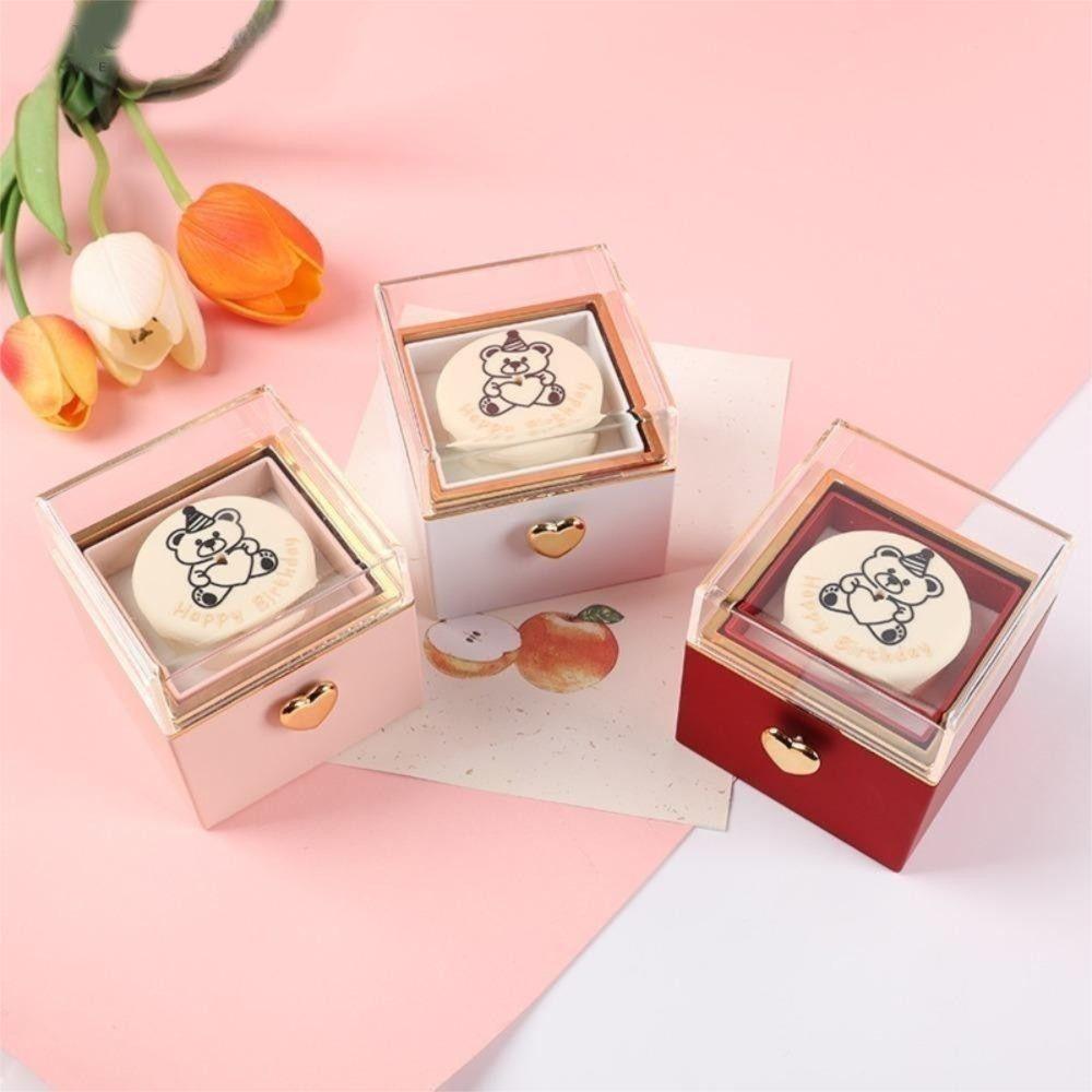 Automatic Flip Bear Flip Ring Box Spinning Design Light Candles Surprise Jewelry Box Surprise Mechanism Reversible Boxs