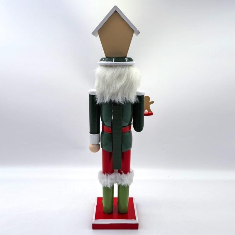 Holiday Nutcrackers Figure Colorful Wood Soldier Puppet with Cookie Family and House Hat Christmas Decorative Ornament