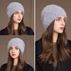 Winter Rabbit Fur Knitted Hat Women's Pullover Hat