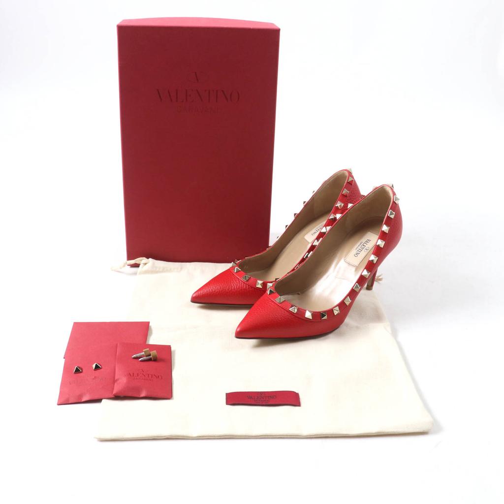Great Valentino Garavani pumps Rock stud pointed toe Red leather Women 36 Used